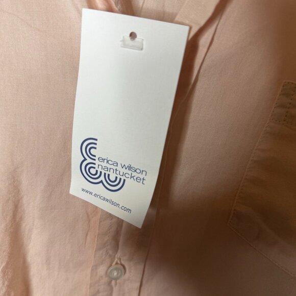 Frank & Eileen Womens Woven Button-Up Shirt S Peach100% Organic Cotton NWT Top - Picture 7 of 7